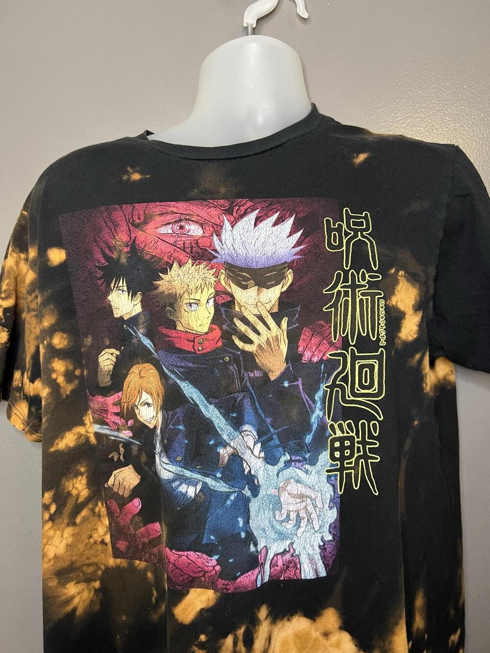 Jujutsu Kaisen Shirt Mens Large Black Tie Dye Crunchyroll Graphic Anime Tee